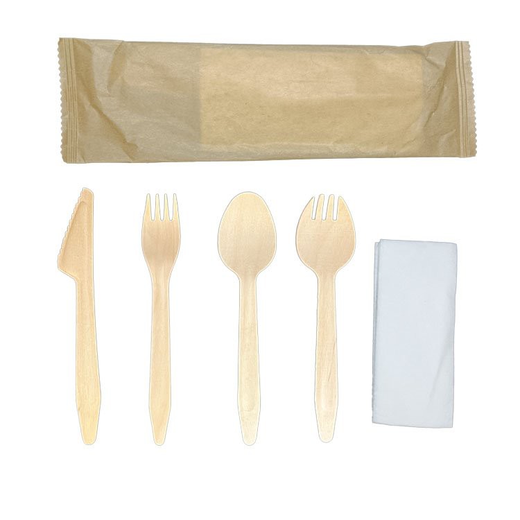 Wood Cutlery Set With Napkin